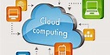 Illustration of cloud computing with connected devices.