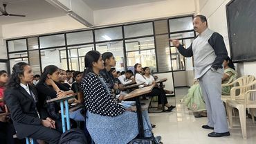 Rajesh Salway interacting with students