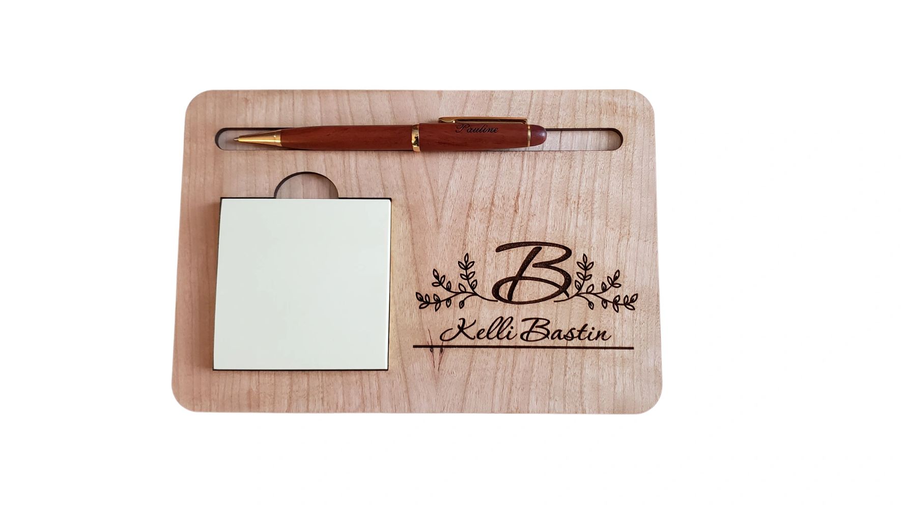 Personalized sticky note and pen holder