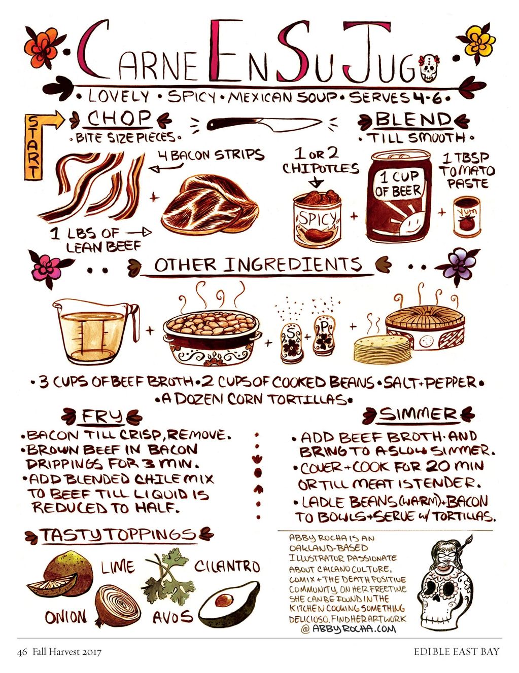 A recipe comic "Carne en su Jugo” a spicy bean and beef soup