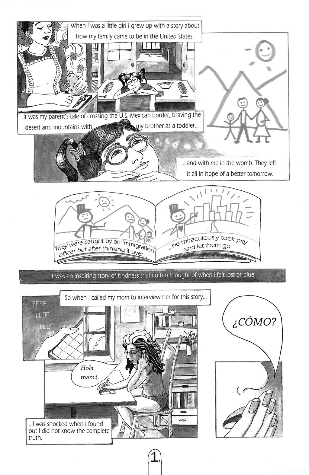 Preview of a comic about migration of artists mother