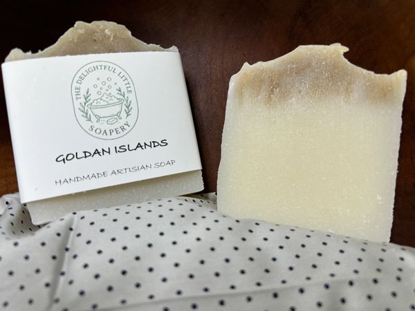 Handmade artisan soap named Goldan Islands from The Delightful Little Soapery.