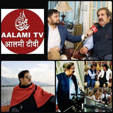 Collage showing interviews, scenic outdoor shot, and TV channel logo for Aalami TV.