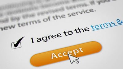 Cursor clicking on an Accept button after agreeing to terms and conditions.