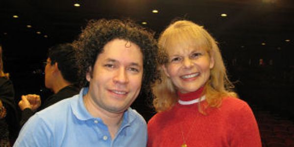 Los Angeles Philharmonic conductor Gustavo Dudamel and Karen S Davis at 2012 Mahler production