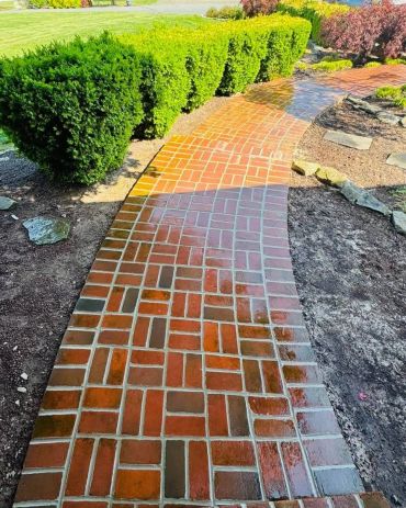 Brick walkway rebuilt in a basketweave pattern, Richmond VA – after