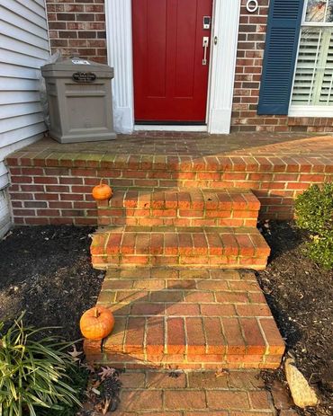Mossy, weathered brick steps, Richmond VA – before