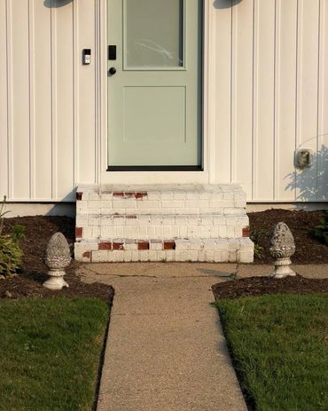 White-painted brick steps before rebuild, Richmond VA – before