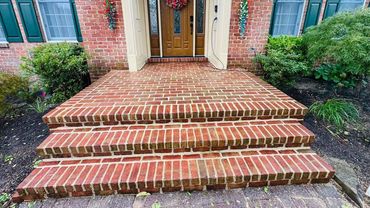 Brick front steps and landing rebuilt, Richmond VA – after