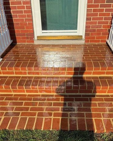 Brick steps repointed with fresh mortar joints, Richmond VA – after
