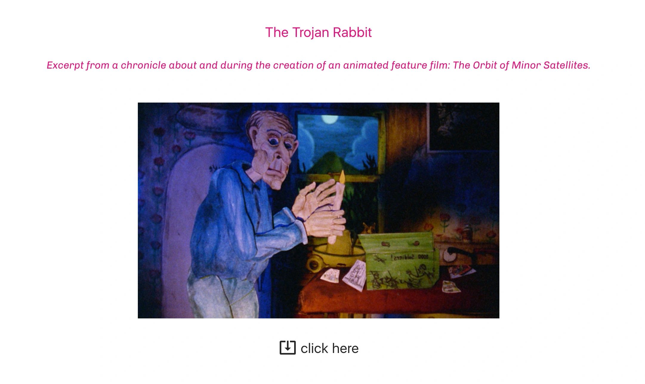 link to a wonderful online Journal Hoosac Institute. with my Diary of the making of the film.