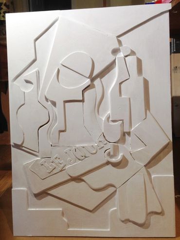 Beginning stages of a 3D copy ofJuan Gris' Bottle and Fruit Dish painting