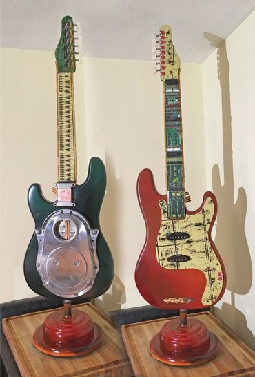 2-sided electric guitar sculpture