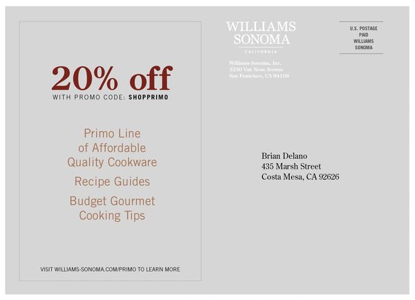 Williams Sonoma direct mail (spec) 2 of 2