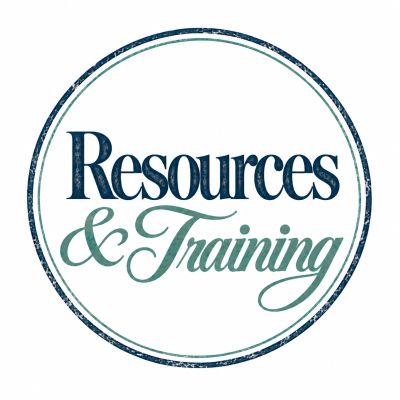 Logo with 'Resources & Training' text inside a double ring.