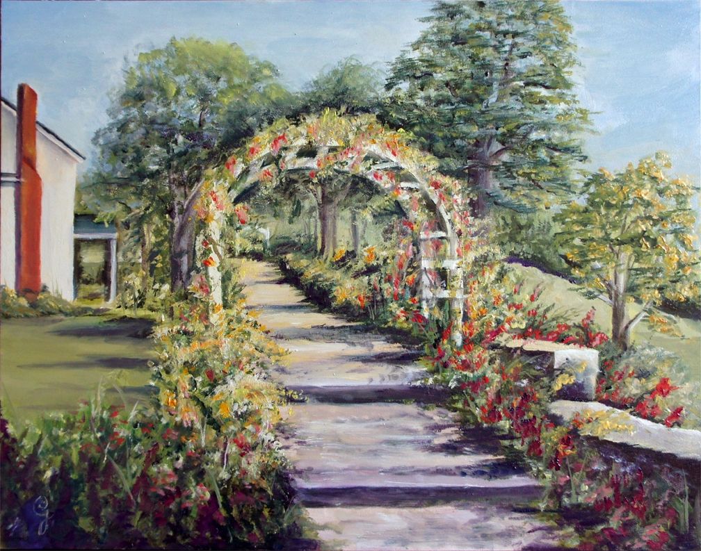 Belmont Garden Walk oil painting