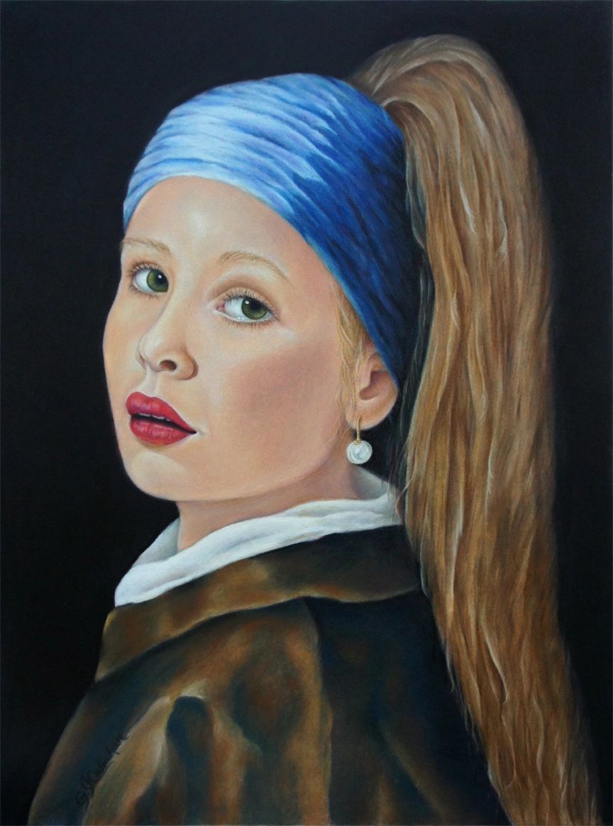 My Girl With A Pearl Earring colored pencil painting