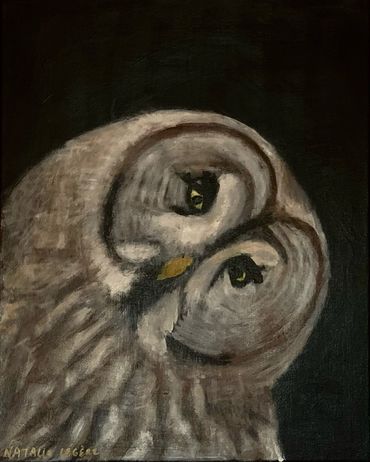 Natalie Legere owl painting wildlife portrait pet portrait raptors bird of prey night sacred
