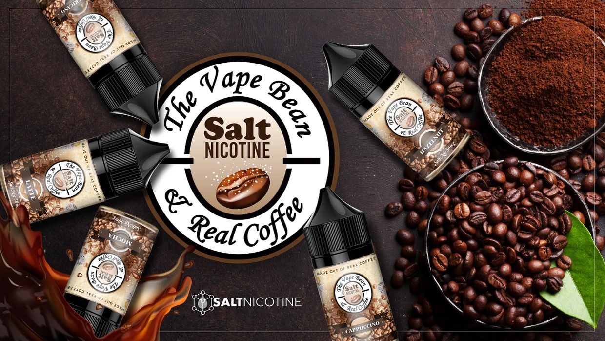Salt Nicotine vape juice with real coffee flavor and beans.