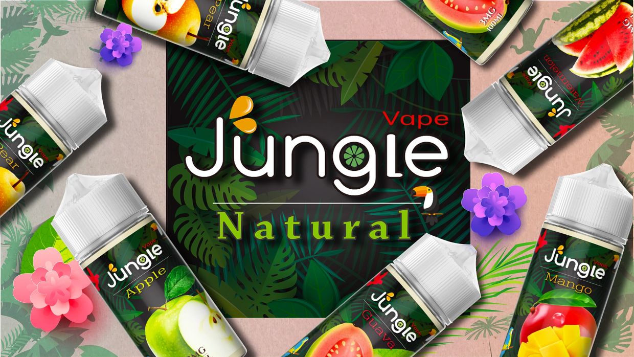 Jungle vape natural e-liquids with fruit flavors.
