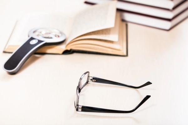 Magnifier and book 