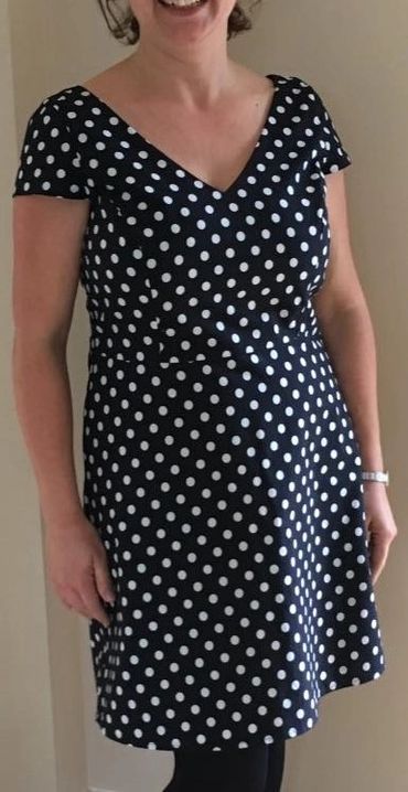 A spotty fit and flare dress.