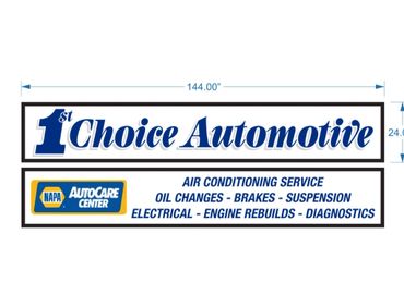 Sign for 1st Choice Automotive with services and NAPA AutoCare Center logo.