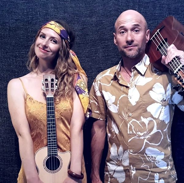 cute picture of two ukulele musicians