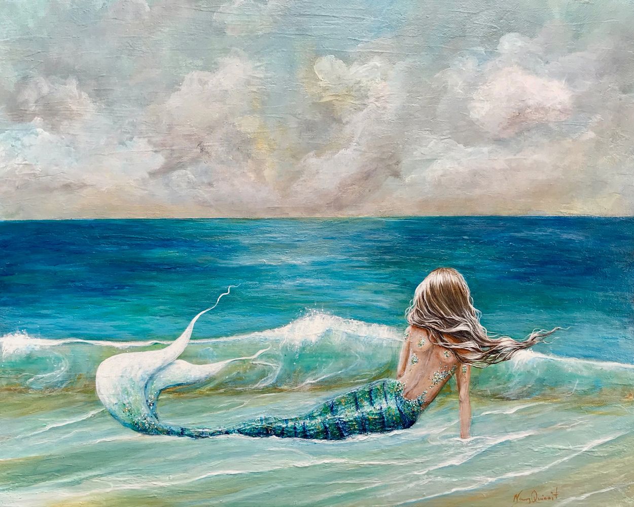 Mermaid on the beach painting.