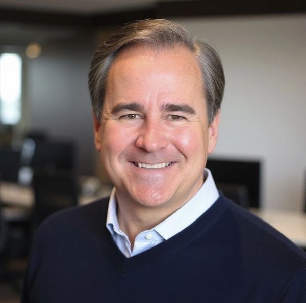 Smiling middle-aged man in a business casual setting.