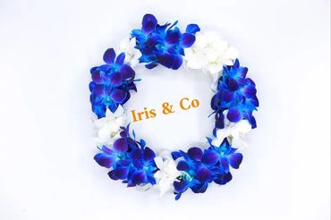 BLUE WHITE DOUBLE BOMBAY LEI