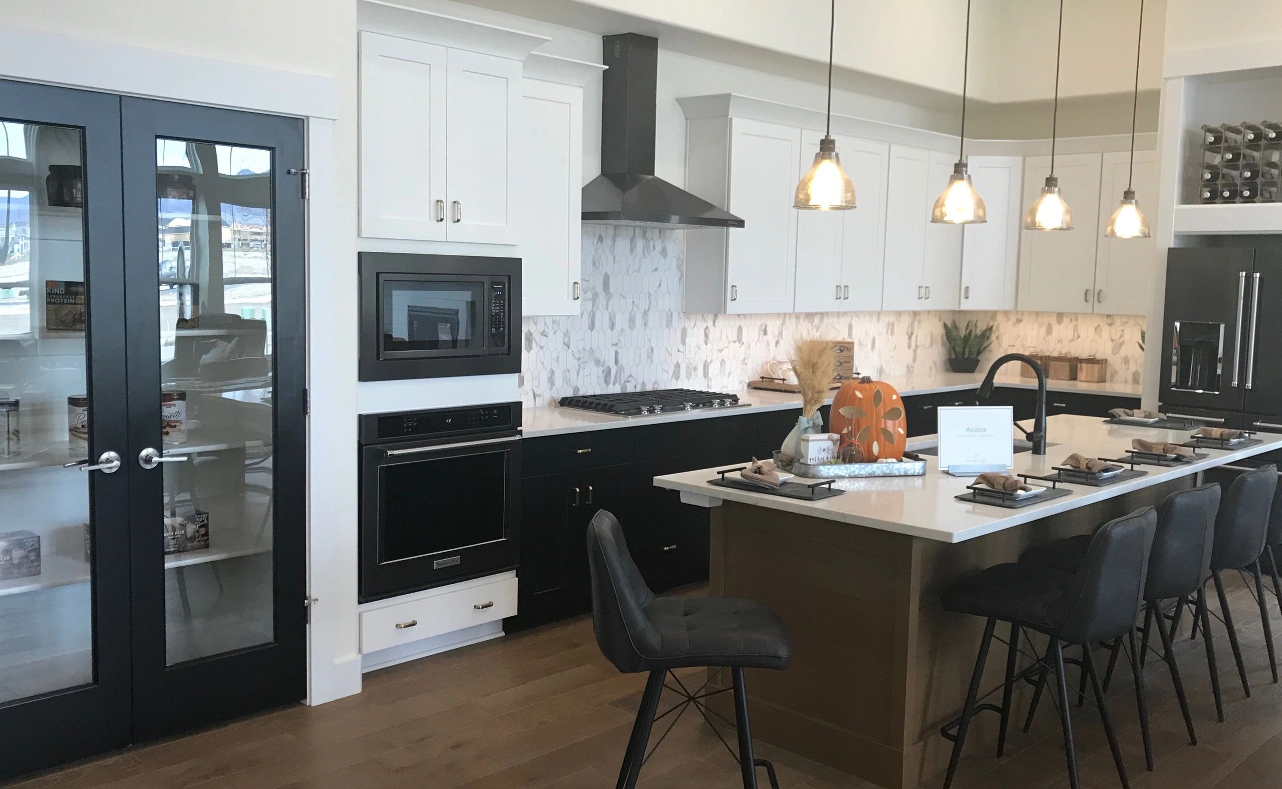 Kitchen with white cabinets
