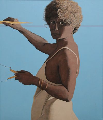 Self Portrait, Oil and gold leaf on canvas, 44 × 38 in., 1979