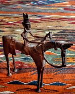 Dogon bronze horse and rider sculpture