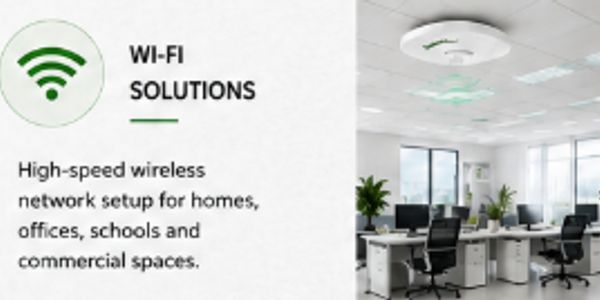 Wi-Fi solutions offer high-speed wireless network setup for various spaces.