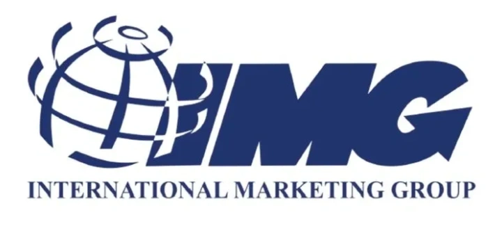 Logo of International Marketing Group with globe and bold letters IMG.