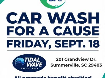 Flyer for a charity car wash event on September 18.