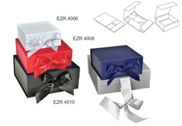 A set of gift boxes with ribbons
