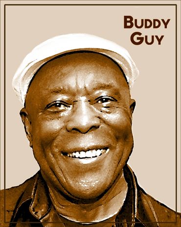 Digital print of Bluesman Buddy Guy by Chicago artist Peter Hagerty
