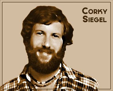 Digital print of Bluesman Corky Siegel by Chicago artist Peter Hagerty