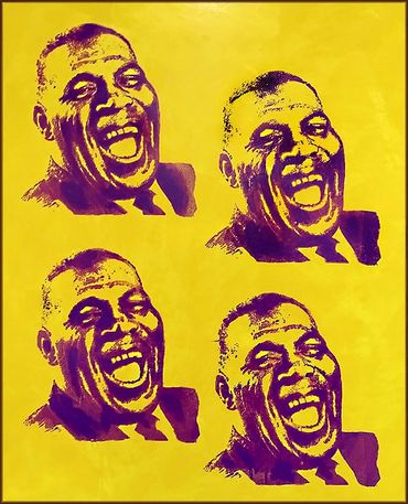 Silkscreen of Bluesman Howlin' Wolf by Chicago artist Peter Hagerty. 2023