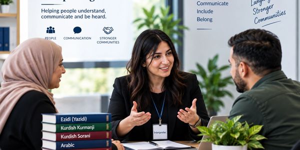 Interpreter facilitating communication among diverse individuals.
