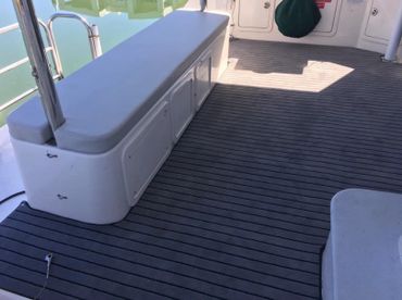 outdoor Marine tuft carpet on back deck of boat
