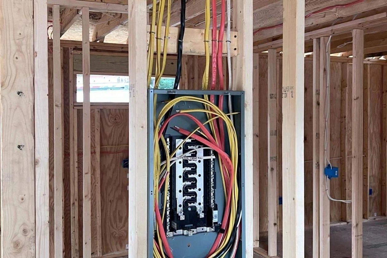 Electrical panel and wiring installed by Deluxe Electric LLC on a new construction job