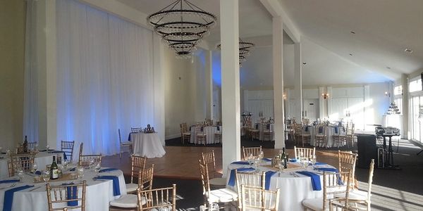 Wedding DJ, Up Lighting, Pipe & Drape & Wedding Decor at Springfield Manor Winery & Distillery
