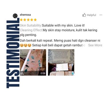 Positive skincare product review emphasizing moisture and satisfaction.