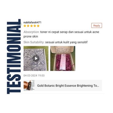 Testimony of using Bright Essence Brightening Toner