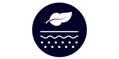 Icon showing a leaf above wavy and dotted lines.