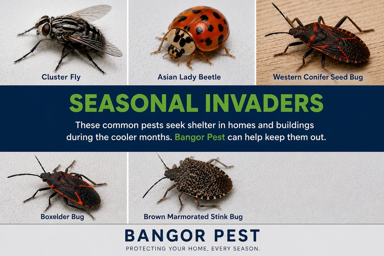 Common seasonal pests like cluster flies and lady beetles seek shelter in homes during cooler months.