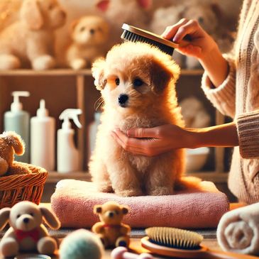 Toelettatura delicata per cuccioli: ambiente accogliente e cura professionale per i più piccoli.